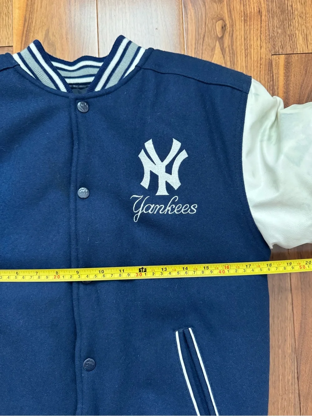 New York Yankees Mighty Mac Letterman Jacket Coat Youth Size M 12/14 Reversible